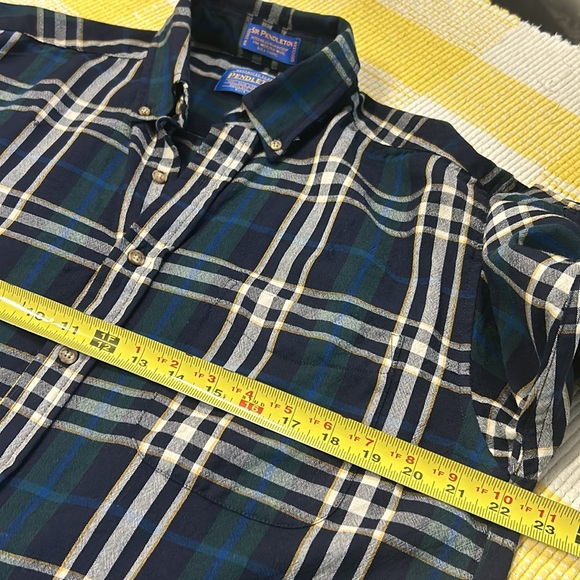 Pendleton Sir Men’s Medium Wool Button Down Long Sleeves Tartan Plaid Green - Picture 9 of 10